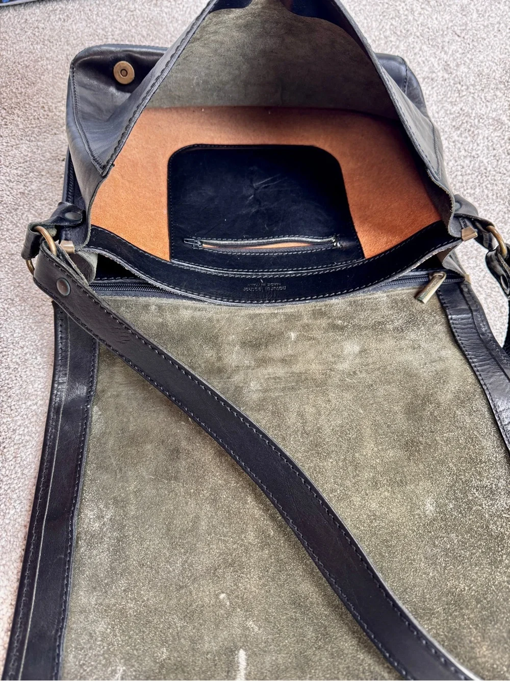 Black Leather Laptop Crossbody Bag - Professional Everyday Carry